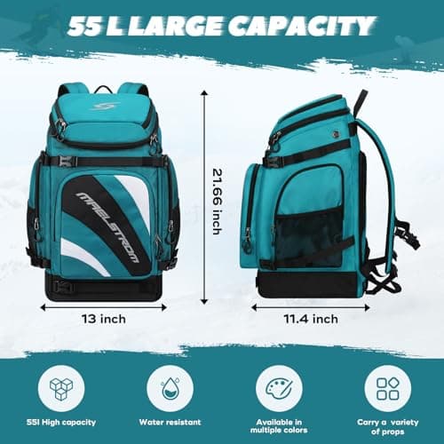 Maelstrom Ski Boot Bag,55L Large Ski Boots Travel Backpack for Men Women，Waterproof Snowboard Boot Bag for Travel Stores Gear Including Ski Helmet, Goggles, Gloves, Skis & Accessories — view 4