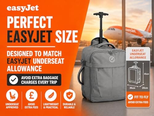 wowtravel Underseat Cabin Bag 45x36x20 Compatible with EasyJet, Lightweight 2 Wheel Trolley Case, Soft Shell Cabin Luggage Fits Under Seat, Small Carry On Travel Bag (Grey) — view 4