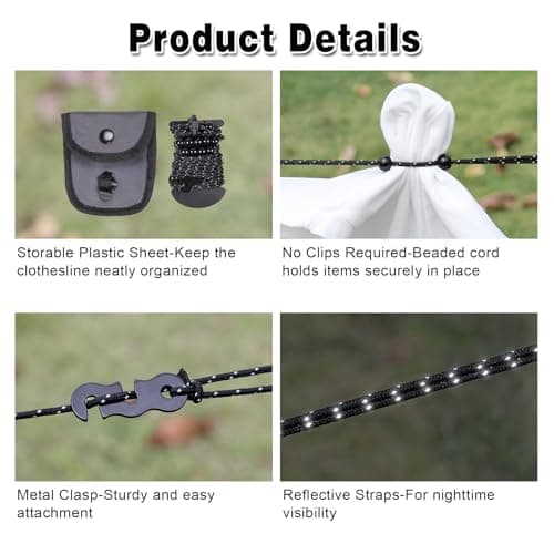 EXVITAL Portable Travel Clothesline Lightweight Camping Clothes Line — view 4