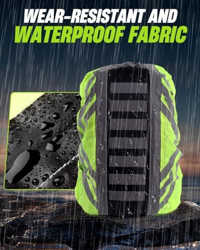 Waterproof Rucksack Rain Cover, Reflective and High Visibility Protector with Adjustable Non-Slip Strap for Hiking, Camping, Cycling & Travel, Comes with Storage Bag — view 2