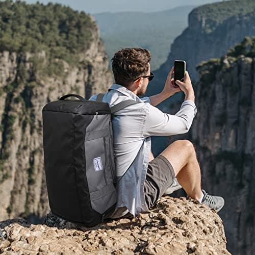 Laripwit Travel Duffle Bag for Men 40L Medium Gym Duffel Backpack with Shoe Compartment & Wet Pocket Sports Holdalls Women Weekend Overnight Bag for Traveling Camping, Grey — view 2