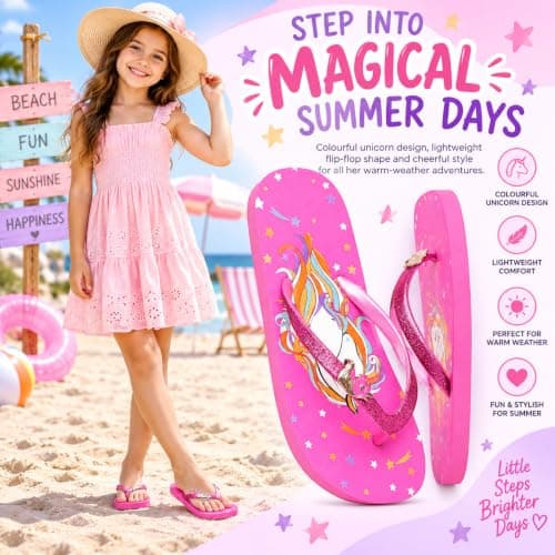 A2Z 4 Kids Girls Unicorn - Flip Flop 2579 Unicorn Pink 2/3 UK — view 3