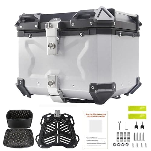 Aptliton 45L Aluminum Alloy Motorcycle Top Case, Waterproof, Dustproof, Shock Resistant, Anti-Theft Lock, Quick Release, Helmet Luggage Storage, Global Mounting for Motorbike/Scooter — view 2