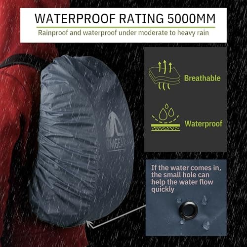 Unigear Anti-Rain Backpack Cover, 10-90L Waterproof Dustproof Durable Abrasion Resistant Protective Cover for Camping, Hiking, Travel, Cycling (Grey, M) — view 2