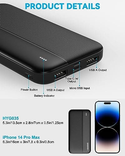 GREPRO Power Bank 10000mAh - 2 Pack, 2 USB A + 2.4A USB-C Output Ports — view 5