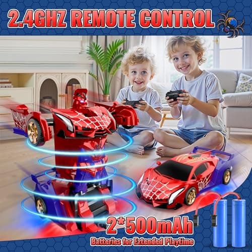 Remote Control Transform Car w Eye & Underbody Lights, 2.4GHz Web RC Car & Robot One-Button Deformation & 360°Rotation, Boys Toys Gifts Present for 3 4 5 6 7 8 9 Year Old Boys Kids Toys Age 3-12 — view 6