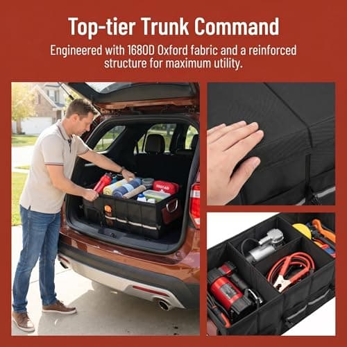 June&July story J&J Car Trunk Organizer 112L & Collapsible Cooler Bag 31.5L, Premium Durable Adjustable Storage for Road Trip Essentials, Car Accessories for Men & Women, Suv、Truck (Extra Large) — view 2