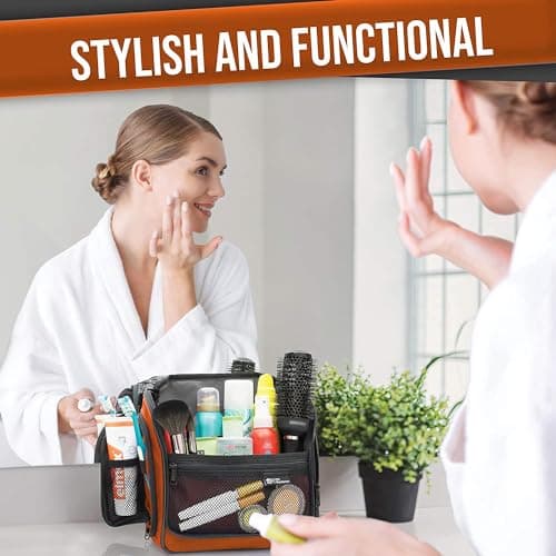 D&D Hanging Toiletry Bag for Women and Men, Travel Wash Bag, Orange&Grey — view 3