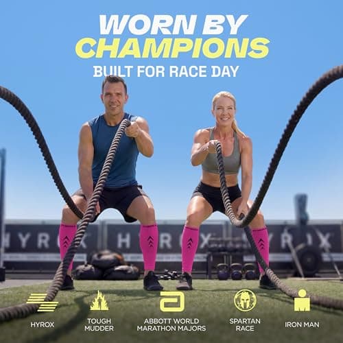 Rymora Calf Compression Sleeves for Men & Women (Ideal for Sports, Running, Shin Splints & More) (One Pair) (Hot Pink) (Large) [L] — view 3
