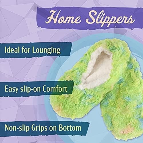 BambooMN Adult Super Soft Warm Cozy Fuzzy Soft Touch Sleeper Slippers Non-Slip Lined Socks - Purple Puree - X-Large (UK Size 8-9) — view 3