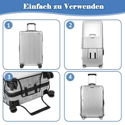 Exquilnova 3PCS Transparent Suitcase Cover Set,20/24/28 Inch Clear Suitcase Covers Protectors,Waterproof DustProof Reusable Luggage Cover for Business Trip,Daily Using,Travel — view 4