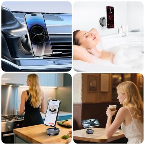 Astriva Vacuum Magnetic Phone Holder, Maglock 360° Rotating Car Phone Mount, Adjustable Foldable Vacuum Phone Bracket for iPhone Mag Safe Android & All Phones — view 4