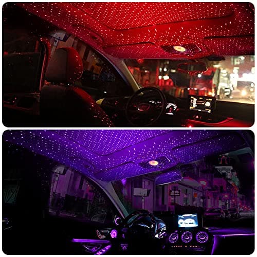 URAQT USB Atmosphere Lights, 2 PCs Adjustable LED Car Interior Mini Star Night Light Projector with Port, Romantic Decorative Roof for Car/Home/Party (Red and Blue Purple) (U4-2PCCZXKD221231-FBA) — view 2
