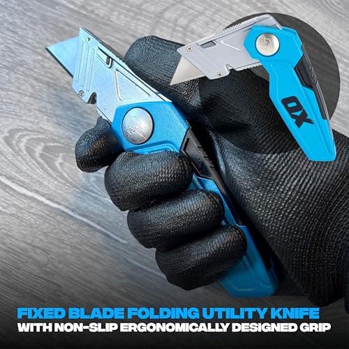 OX Pro Fixed Folding Utility Knife with 2 Spare SK2 Sharp Steel Blades — view 5