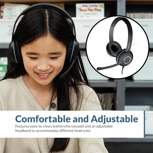 Cyber Acoustics 3.5mm Stereo Headset (AC-5002) with Noise-Canceling Microphone for PCs, Tablets, and Cell Phones in The Classroom or Home — view 3