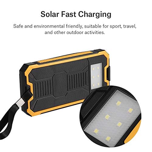 Vikye DIY Solar Power Bank Case Kit, 20000mAh Portable Solar Charger with Dual USB, Panel Power Bank Case for Outdoor, Camping, Travel, Phone Charging (Yellow) — view 2