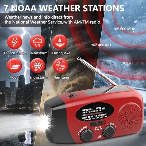 2000mAh Wind Up Solar Radio, Emergency Crank Weather Radio, FM/AM Radios — view 2