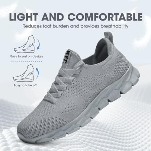 Womens Trainers Running Shoes Jogging Fitness Sneakers Lightweight Breathable Walking Gym Sports Casual Trainers Tennis Shoes，Grey Size 8 UK — view 5