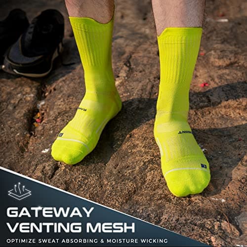 Rahhint Coolmax 3 Pack Compression Running Socks Men Women Anti Blister Socks Walking Socks with TAB Design, Compression Zone, Venting Mesh Network and Arch Support，Multicolour 3-5 — view 3