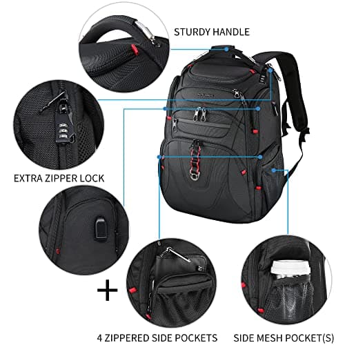KROSER Laptop Backpack 17.3 Inch Computer for Men/Women-Black — view 6