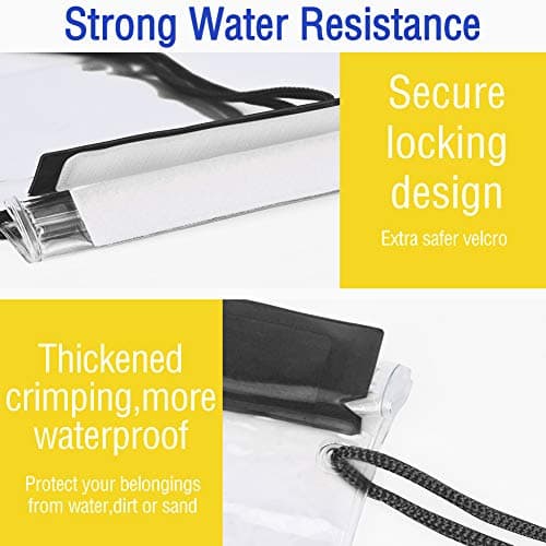 Garegce Clear Waterproof Pouch Bag, [4 Pack] Waterproof Bags Large Size Set, Waterproof Case Dry Bag for Beach/Swim/Boating/Kayaking/Hiking/Protect Phone/Camera/Cash/Document - Black — view 3