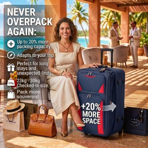 DK Luggage 28" Large Lightweight Suitcases Expandable Trolley case with 2 Wheels DK16 Navy — view 4