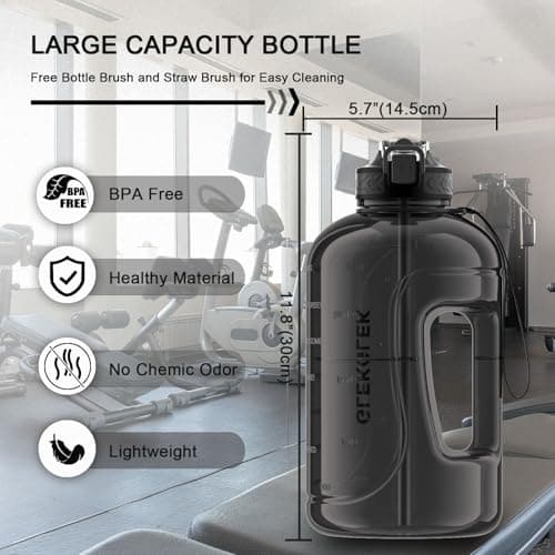 GLEKGLEK 3L Water Bottle with Straw, BPA Free, Black — view 3