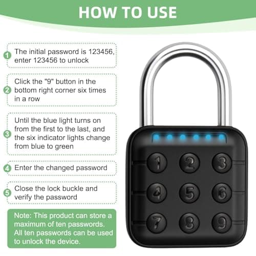 6 Digit Combination Padlock, IP55 Waterproof Gym Locker Padlock — view 4