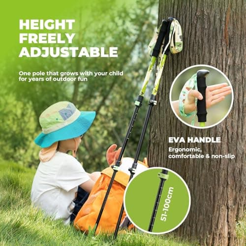 Qunature 1PCS Walking Pole for Kids Ultralight Hiking Stick with Flip Lock — view 5