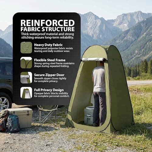 ZENO Toilet Privacy Tent for Camping | Portable Pop Up Tent | Shower Tent For Outdoor Changing Dressing and Camping | Ideal for Fishing, Beach, Picnic, Sunshade Outdoor Backpack Shelter Canopy — view 5