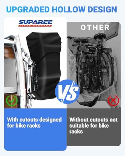 SUPAREE Bike Covers Transport Bike Covers for Outside Storage Bike Rack Cover for 2-3 Bikes Waterproof 420D Oxford Heavy Duty for Motorhome Caravan Car Hitch Travel Camping — view 2