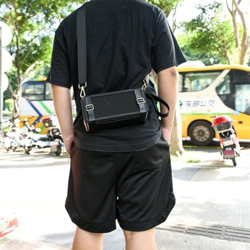 HTU PU Travel Carrying Strap Case with Adjustable Shoulder Strap Protective Speaker Cover for Marshall Middleton Speaker — view 4