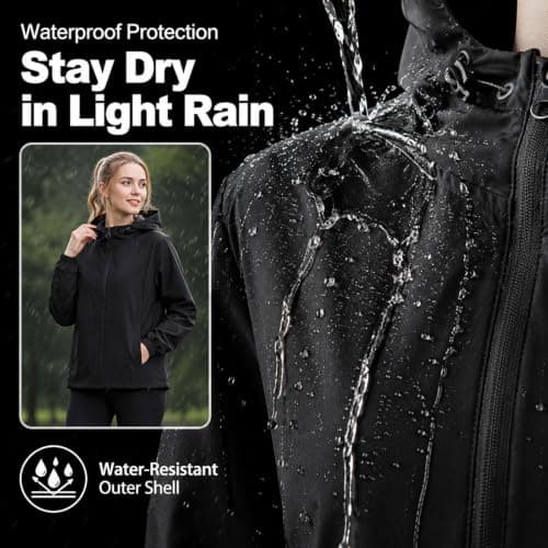 Innfttwo Lightweight Rain Jackets Womens Ladies Waterproof Jackets with Hood Packable Raincoat Women for Running Cycling Hiking (UK, Alpha, S, Regular, Regular, Black) — view 4