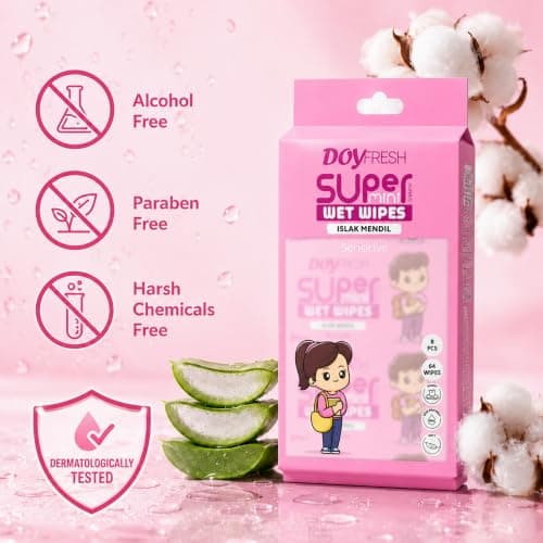 Big Dealz Super Mini Travel Wet Wipes, Sensitive, 8 Pack (64 Wipes), Pink — view 5