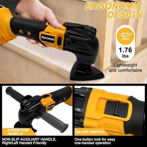 Cordless Oscillating Multitool for DeWalt 18V Battery, Cordless Multi Tools with 6 Variable Speed, 4°Oscillation Angle, 23PCS Oscillating Tool for Scraping Cutting Sanding [Tool Only] — view 6