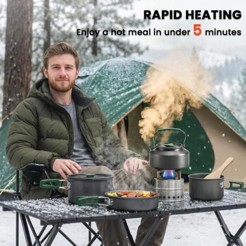 Outsunny Camping Cookware Set for 4-5 People Lightweight Aluminium Grey — view 6