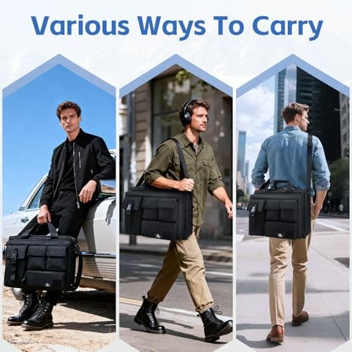 GES 15.6 inch Laptop Bag, Multi-funtion Men's Outdoor Tactical Nylon Shoulder Laptop Messenger Bag,Briefcase Handbags for Camera/Tablet/Notebook (Black) — view 6