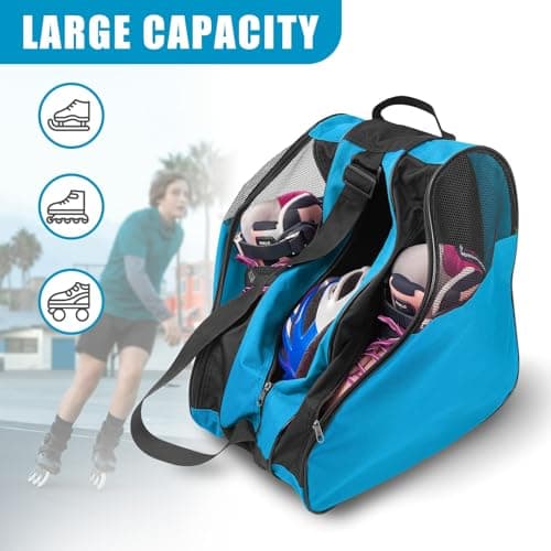YEENAIV Skating Shoes Carry Bags Roller Skate Bag, Oxford Ice Skates Storage Bag for Kids & Adults, Unisex Adults Ice & Skate Bag Ii Fabric and Beach with Adjustable Shoulder Strap (Blue) — view 4