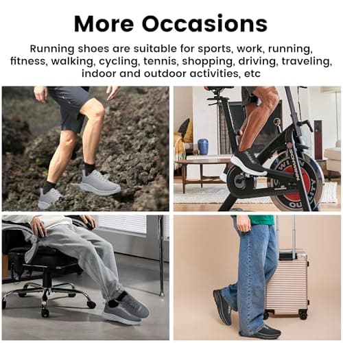 YHOON Mens Walking Trainers Casual Breathable Running Shoes Sport Athletic Sneakers Gym Tennis Slip On Comfortable Lightweight Trainers Grey Size 10.5 — view 6