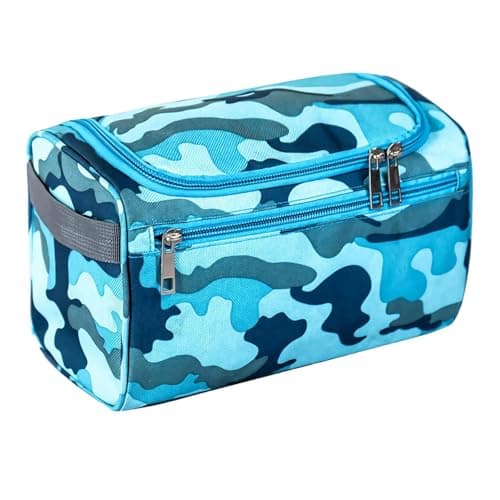 Boys Wash Bag with Camouflage Design – Boys Toiletry Bag for Travel and Sports, Durable & Waterproof Kids Wash Bag with Handle and Zipper for School, Gym or Holidays