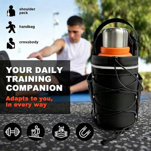 Magnetic Gym Bag,Water Bottle Bag with 3 Strong Magnets, Gym Sling Pack with Phone Pocket, Magnetic Gym Pouch for Running, Cycling, Workout, Travel, Fitness Accessories for Men & Women — view 2