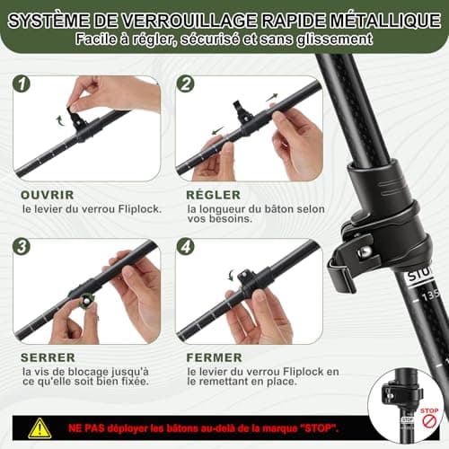 Ultralight Carbon Fiber Hiking Poles - 6oz Nordic Walking Poles with Full EVA Handle and Metal Quick Release All-terrain Trekking Poles for Seniors Women and Men - Set of 2 — view 5
