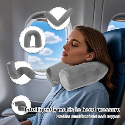 EPROICKS Travel Pillow Twist memory Foam Neck Pillow for Travel, Airplane, Buses, Trains at Home, Chin, Lumbar Leg Support, Bendable Roll Pillow (gray) — view 2
