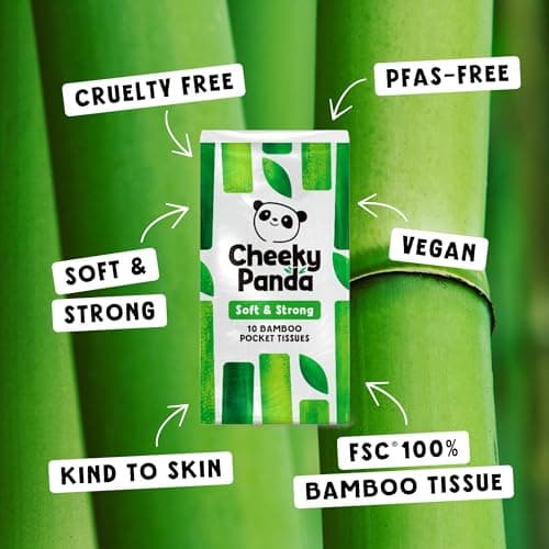 The Cheeky Panda Bamboo Pocket Tissues, 8 Pack of 10 Hypoallergenic Tissues, Ultra Soft, 3-Ply, White, Travel Size — view 6