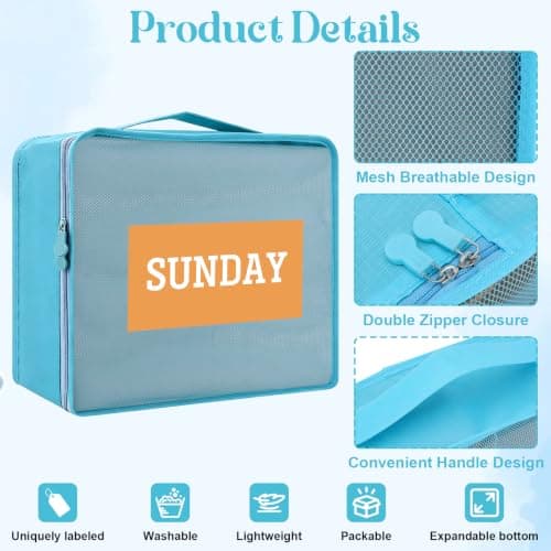 7 Pcs Packing Cubes for Travel Days of Week, 11.8 x 11.02 x 4.72" — view 3