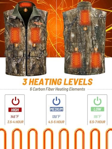NEW VIEW Heated Hunting Vest for Men with 10000mAh Battery Pack, Camo Heated Vest for Hunting, Fishing, Winter, Outdoor — view 4