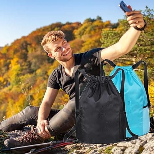 SoftcuteLee Drawstring Gym Bag String Bags Gym Sack Backpack PE Bags Unisex — view 5
