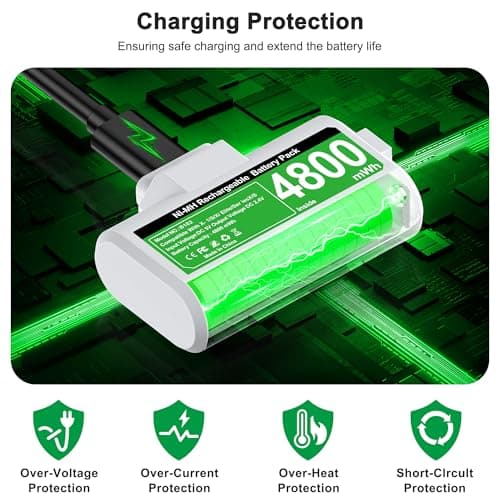 HEYLICOOL Rechargeable Batteries for Xbox One/Xbox Series X|S Controller,2x4800mWh Xbox Controller Battery Pack, Play and Charge Kit for Xbox Series X/S,Xbox One/Elite,Xbox One S/X with LED Indicator — view 5