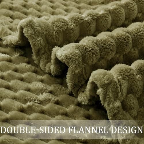 Exclusivo Mezcla Large 3D Fleece Blanket for Sofa, Couch, Olive Green — view 5