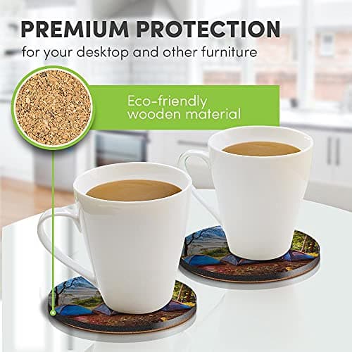 2 x Eco Boxed Cork Coasters - Camping Family Tent Camp Site Drink Cup Mug Glass Table Mat #16470 — view 4
